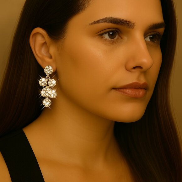 RSVP Crystal Cluster Drop Earrings – Silver-Tone, Hypoallergenic Women’s Jewelry - Picture 1 of 8